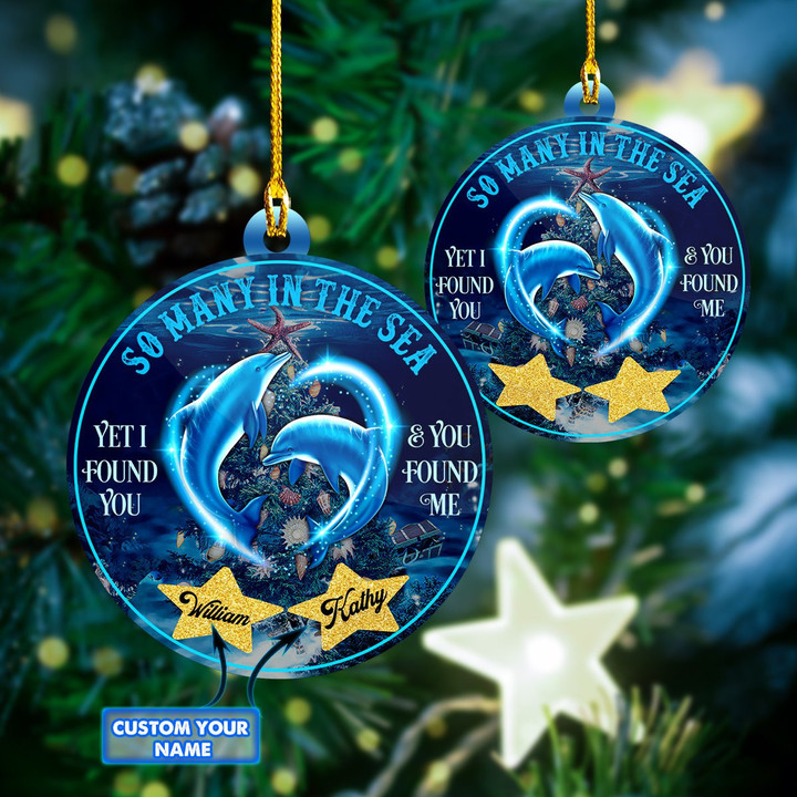 Personalized Dolphins In Christmas Ornament