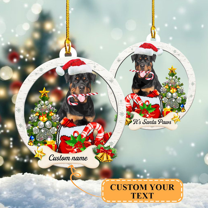 Personalized Santa Rottweiler Christmas Ornament