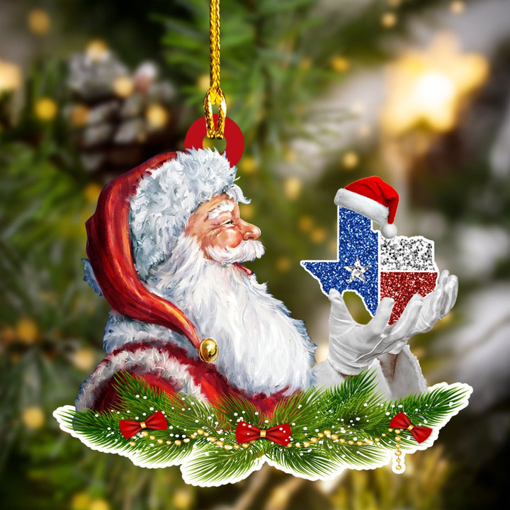 Texas With Santa Claus Christmas Ornament