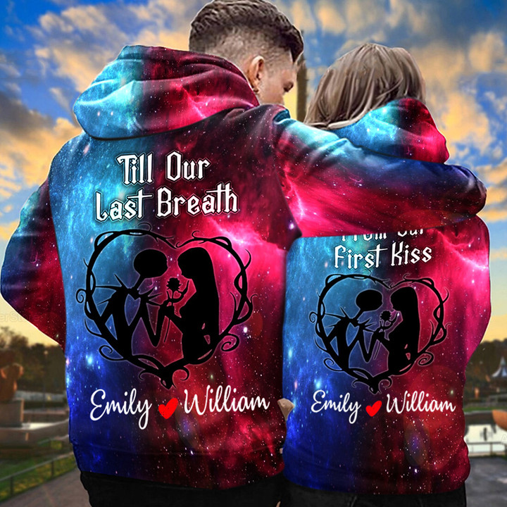 Personalized Jack And Sally Couple Hoodie From Our First Kiss Till Our Last Breath