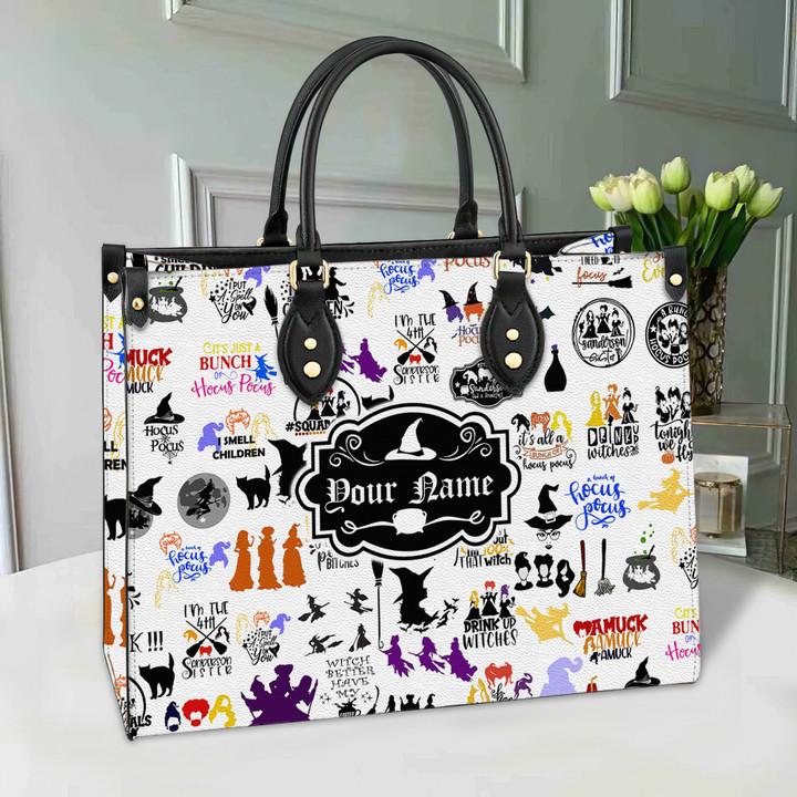 Personalized It's Just A Buch Of Hocus Pocus Leather Bag