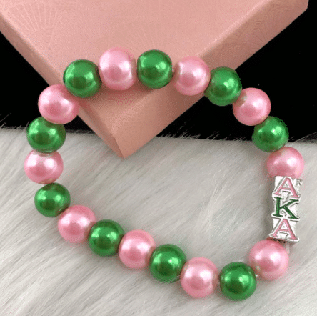 Pink Green Alpha Kappa Alpha AKA 1908 Jewelry Bracelet