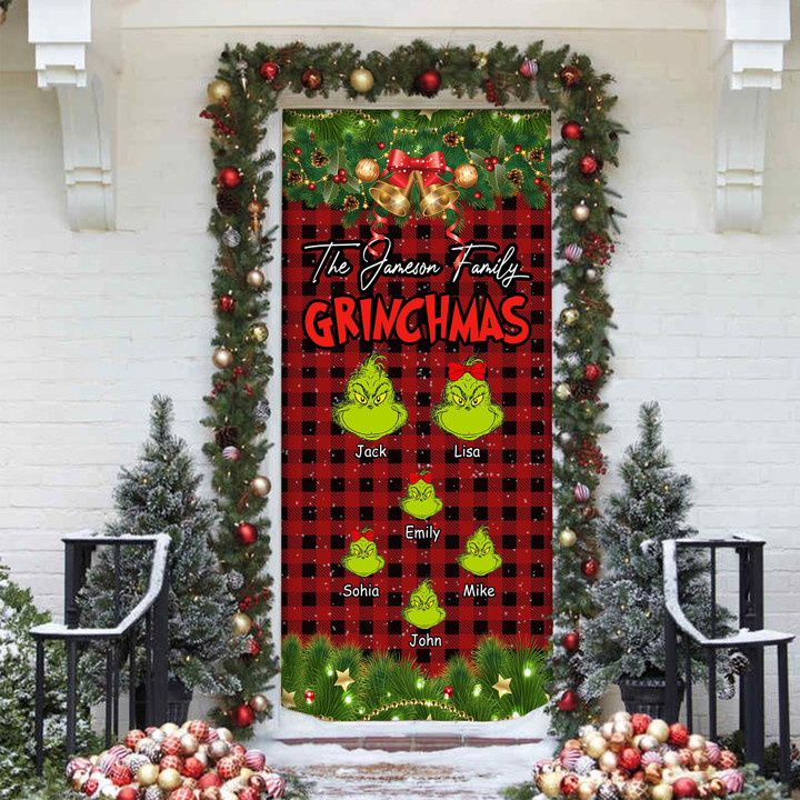 Personalized Grinch Door Cover - Grinch Christmas Decoration