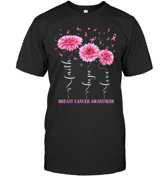 Faith Hope Love Pink Sunflower Breast Cancer Awareness T Shirt PAN2TS0340