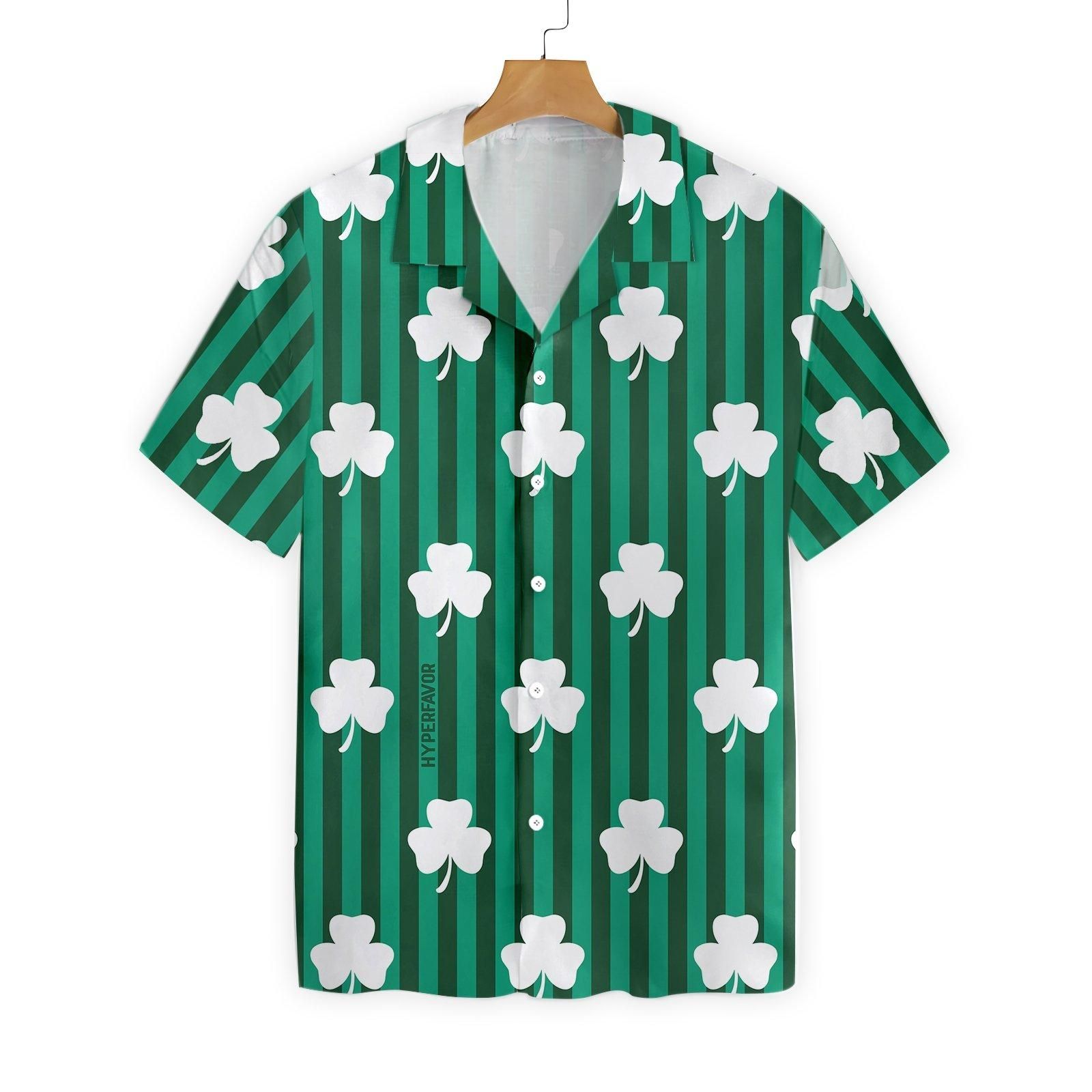 Green Background And White Shamrock EZ24 1901 Hawaiian Shirt - bestie-inc
