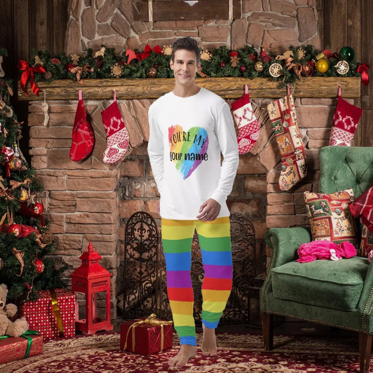 Personalized Matching Pajamas For Couple LGBT Rainbow