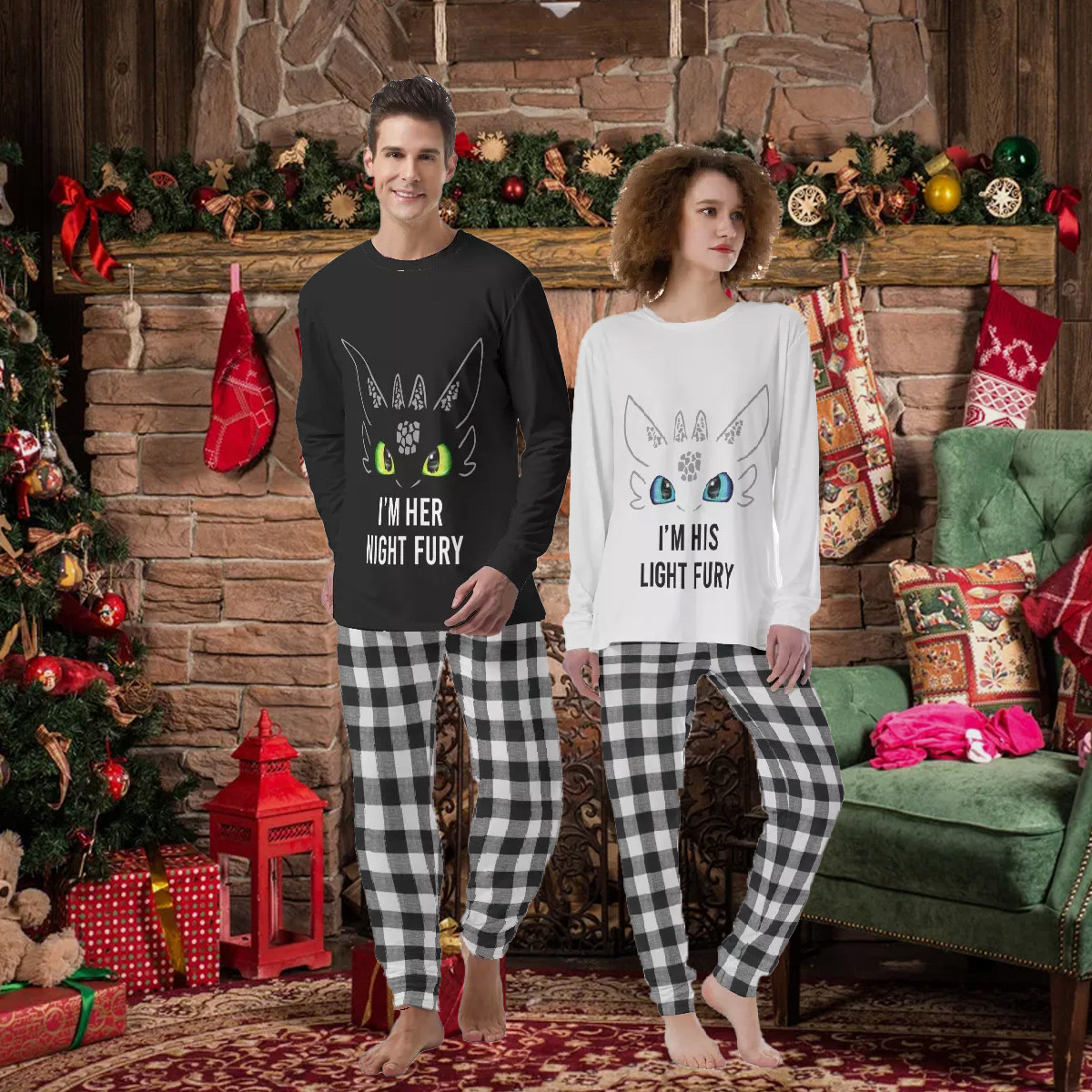 Matching Pajamas For Couple Night Light Furry
