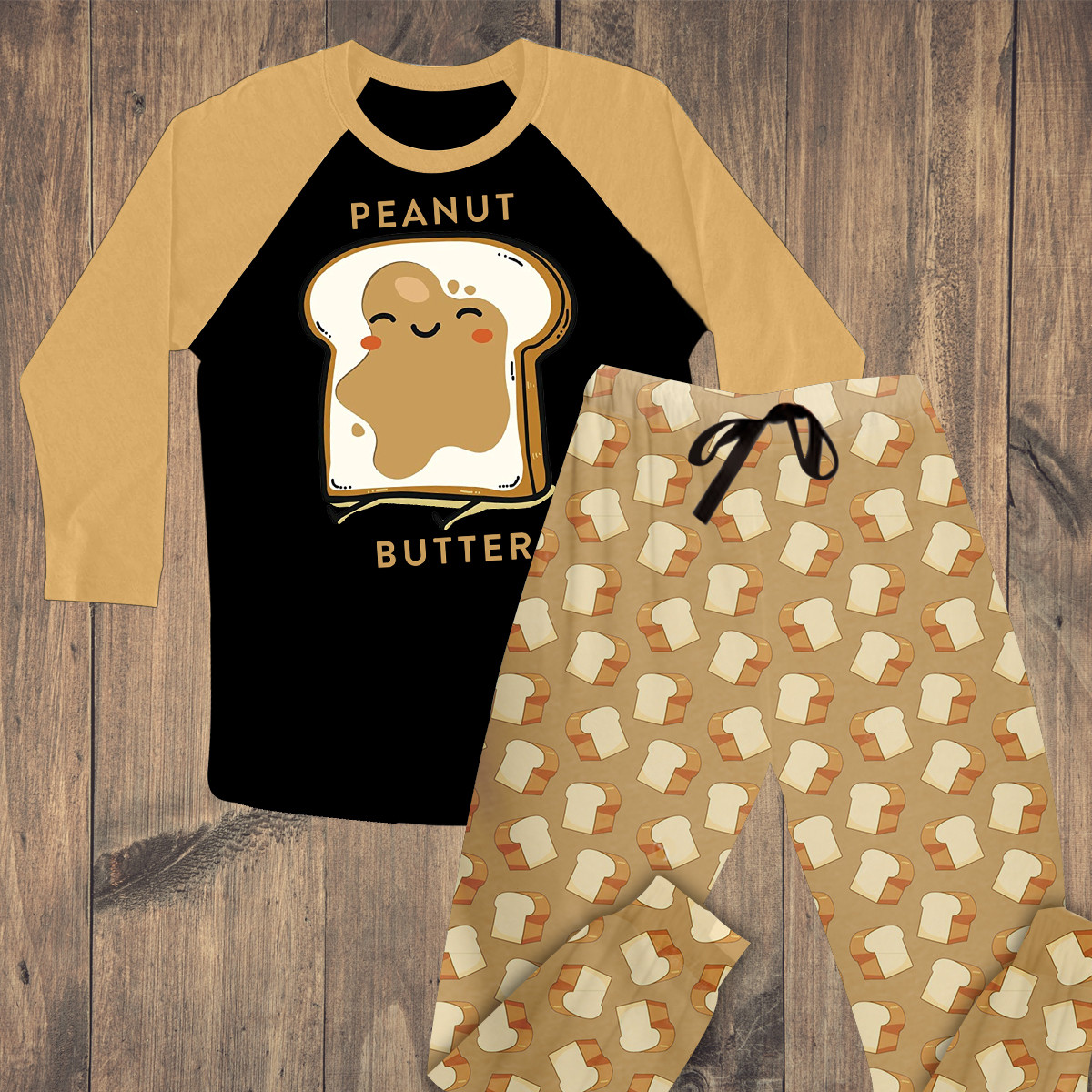 Matching Raglan Pajamas For Couple Peanut Butter And Jelly PANRAGPAJ0004