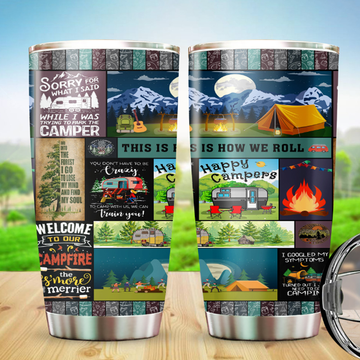 Fleece Gift For Camping Lovers This Is How We Roll Happy Camper Tumbler 20Oz PANTBL0034
