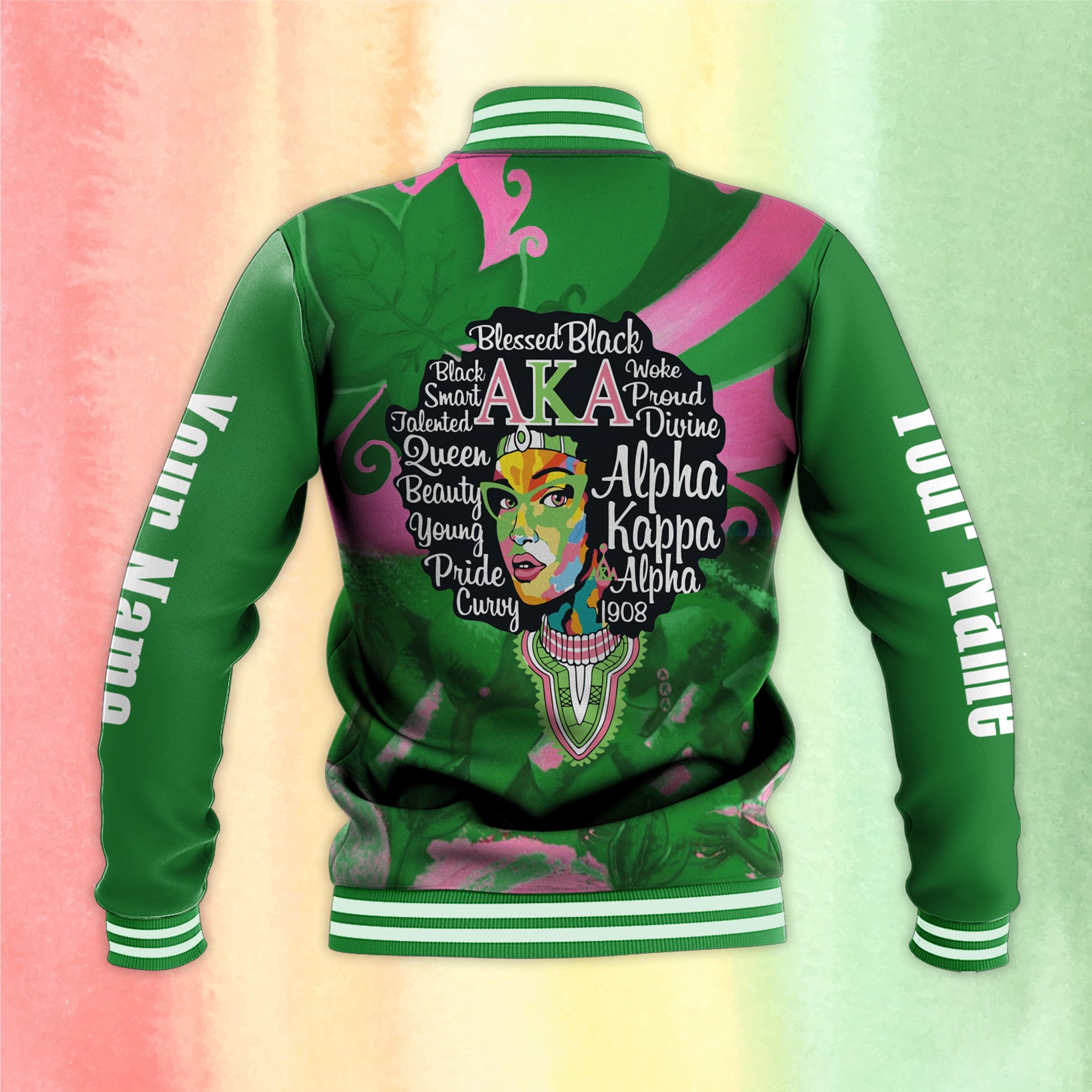 Personalized AKA Alpha Kappa Alpha Camo Fraternity Shirt Baseball Jacket PANBBJ0016