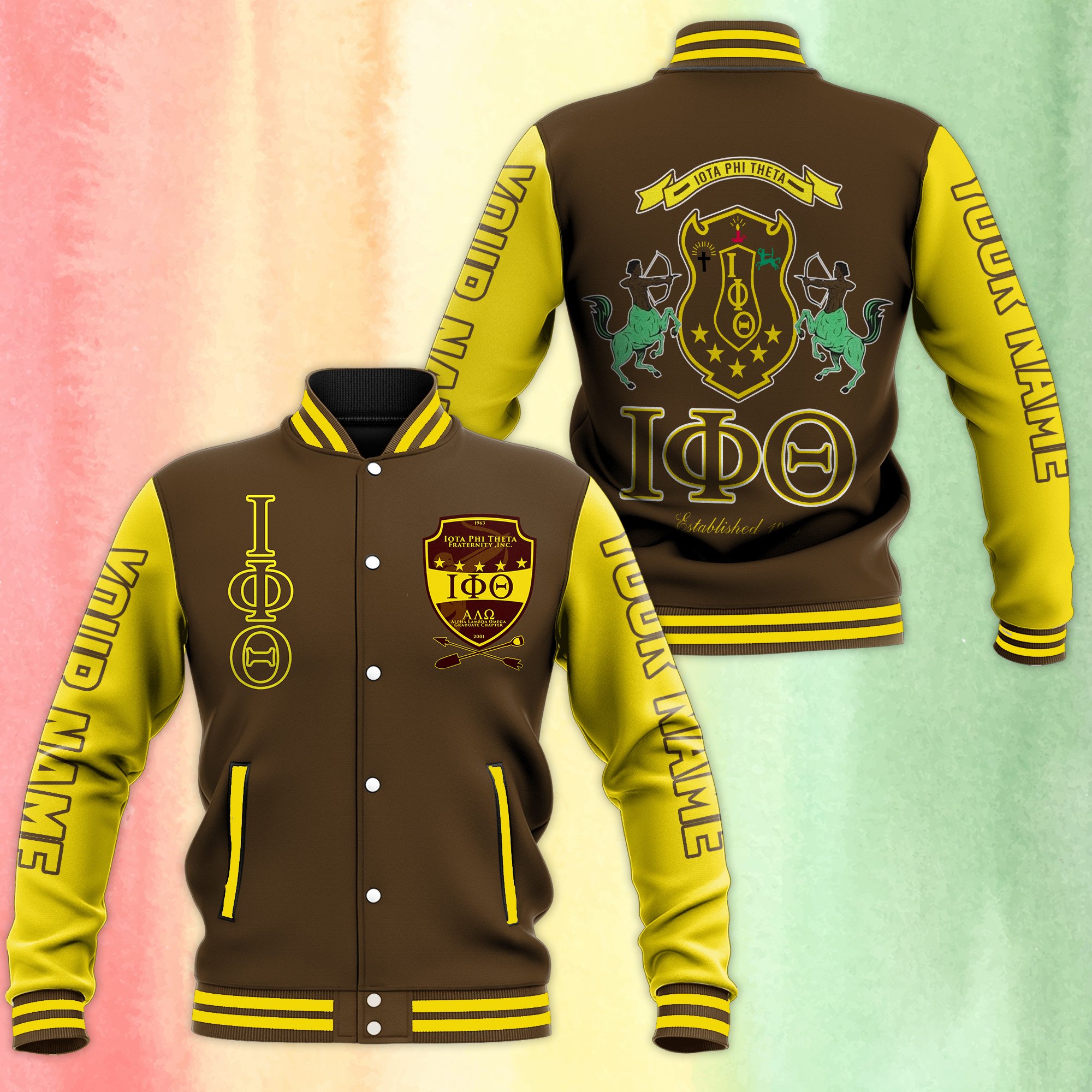 Personalized Iota Phi Theta Black Fraternity Baseball Jacket