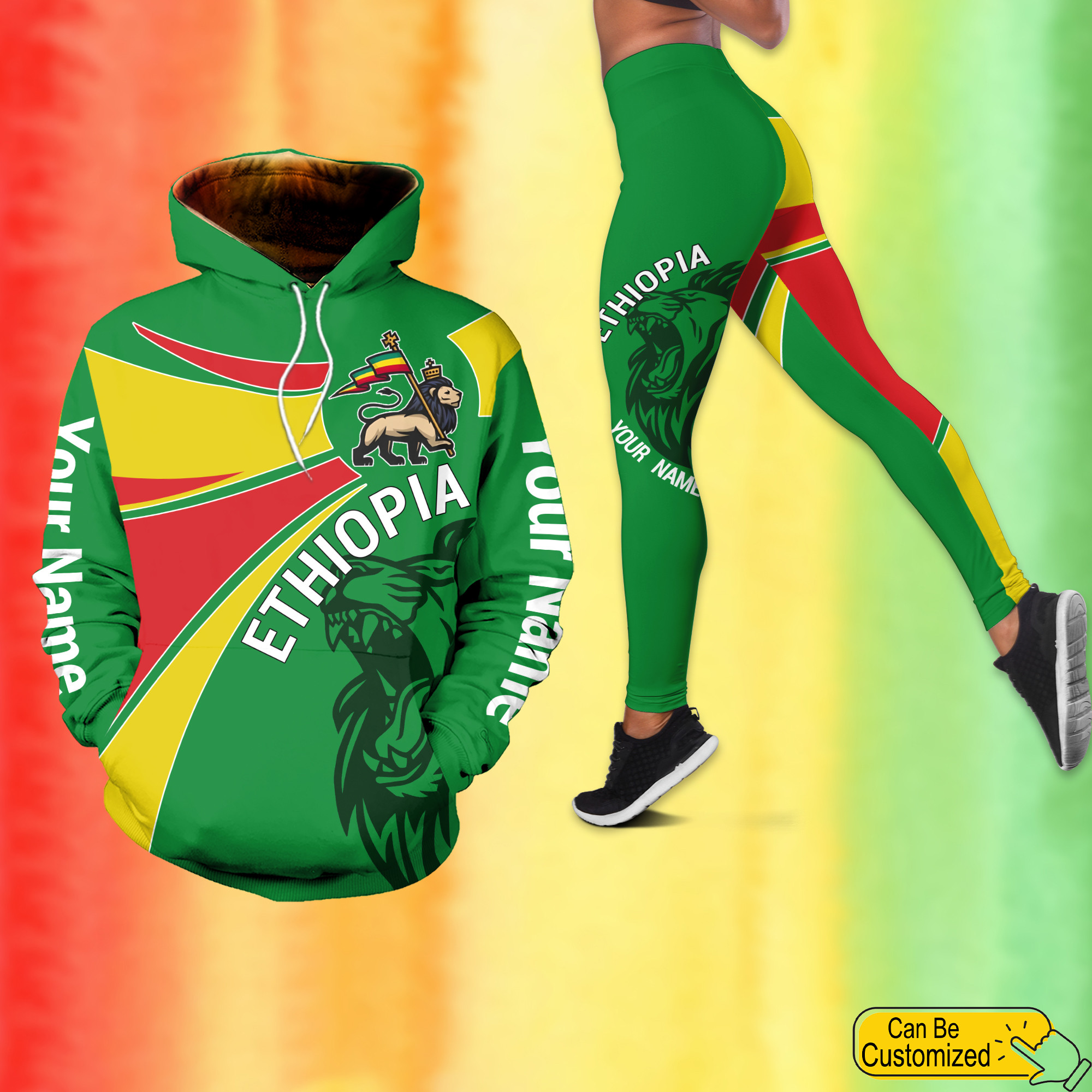 Personalized African Ethopian Outfit Ethopia Flag Hoodie Legging