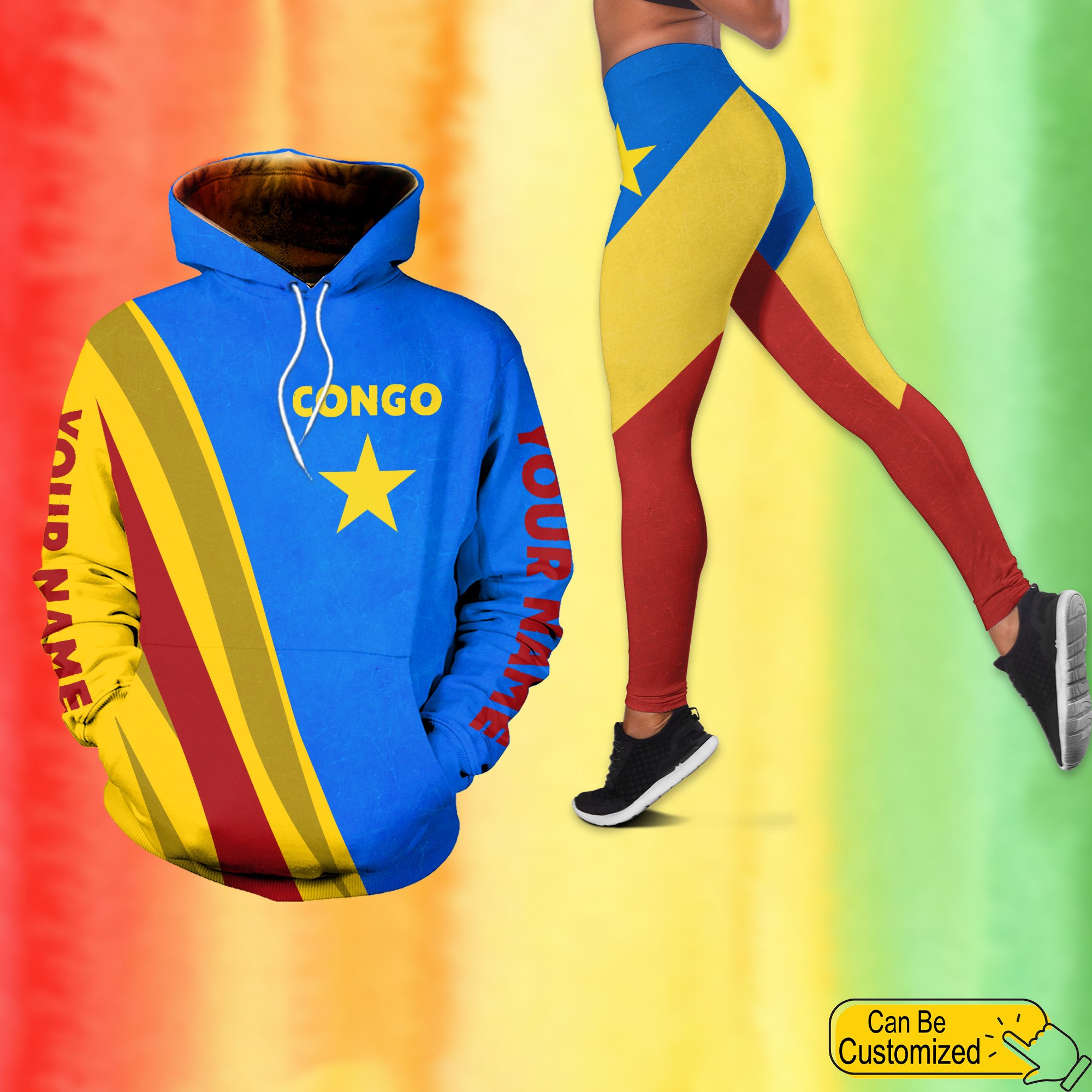 Personalized DR Congo Flag African Congolese Outfit Hoodie And Legging PAN