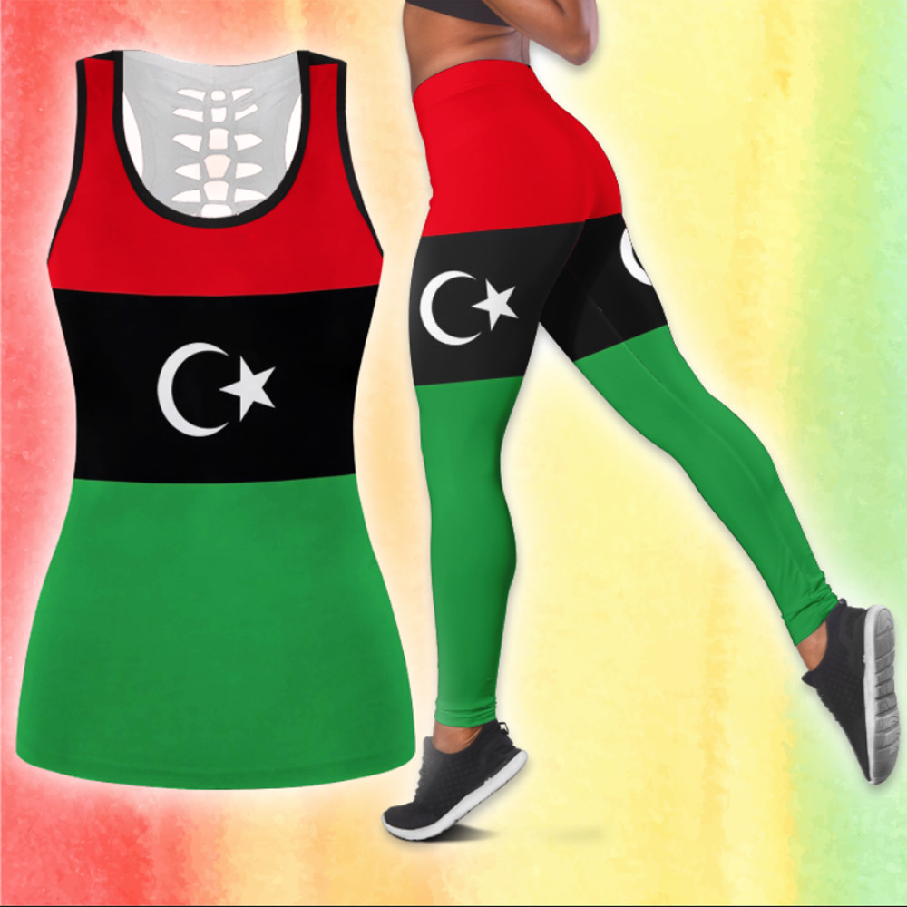 Libya Flag Libyan Outfit Africa African Tank Top And Legging Set