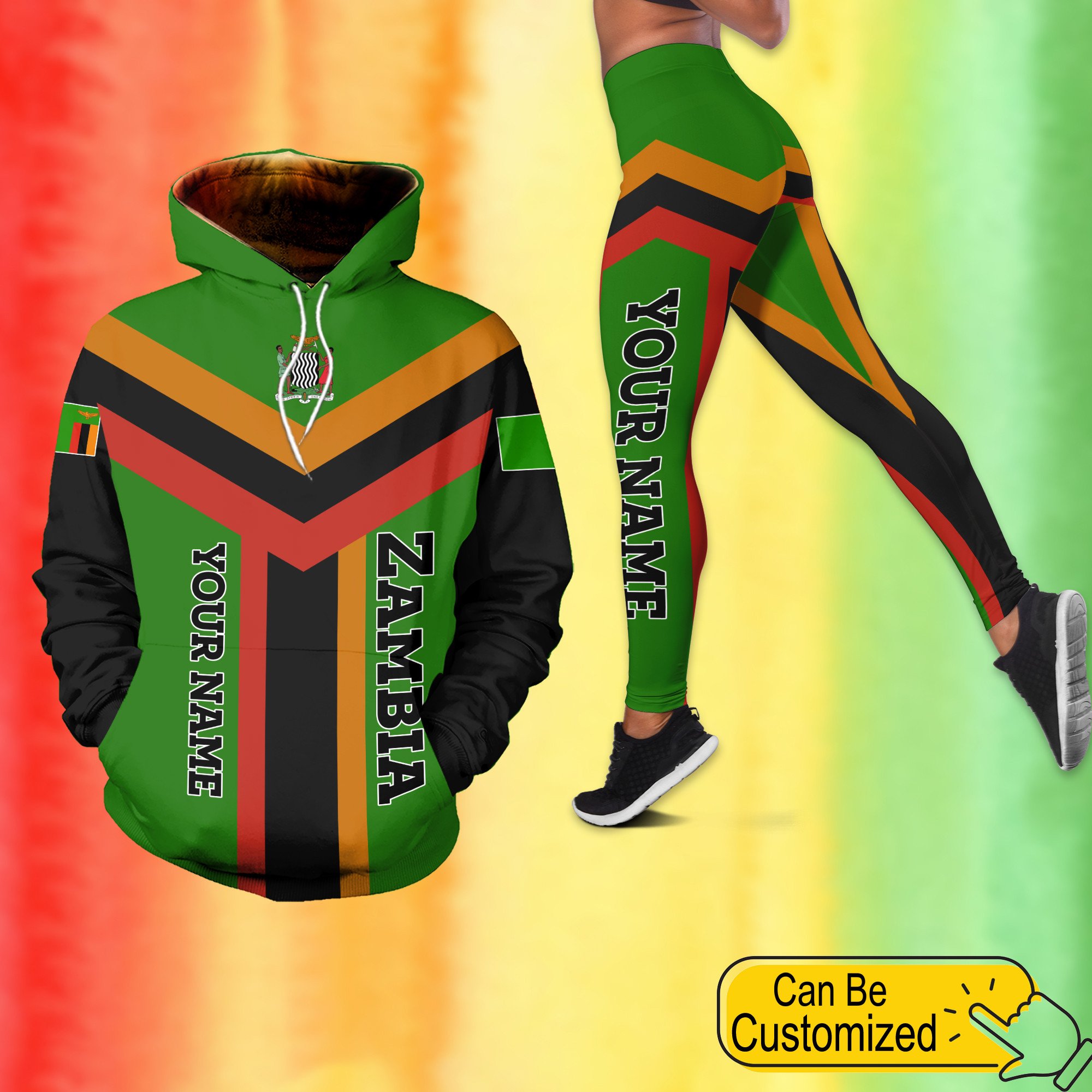 Personalized Zambia Zambian Outfit African Africa Hoodie And Legging Set
