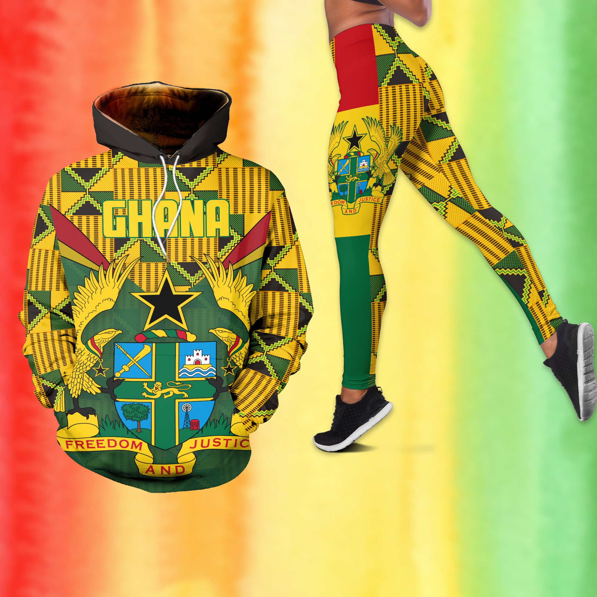 Ghana Africa Ghanaian African Outfit Hoodie And Legging Set