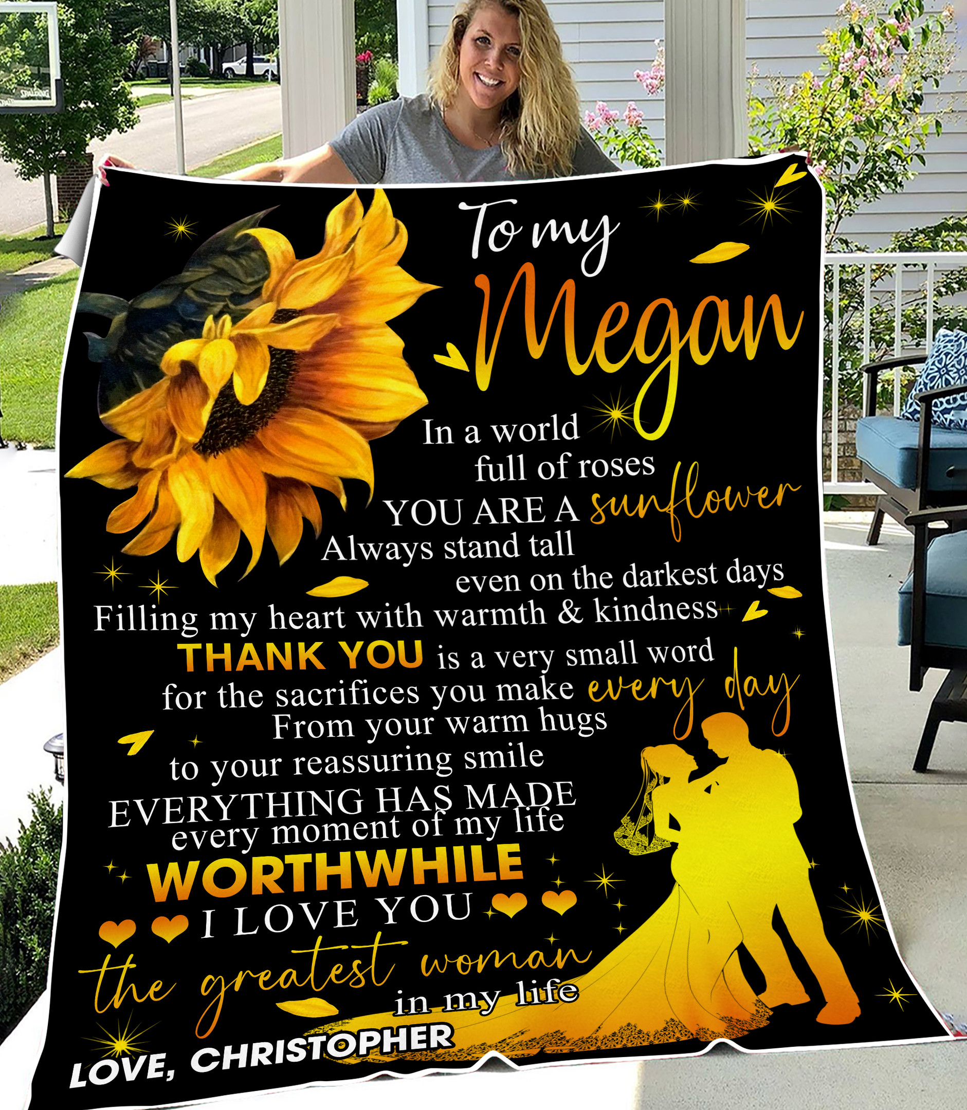 Personalized Gift For Wife Sherpa Fleece Blanket In A World Full Of Roses Be A Sunflower PANBL0034
