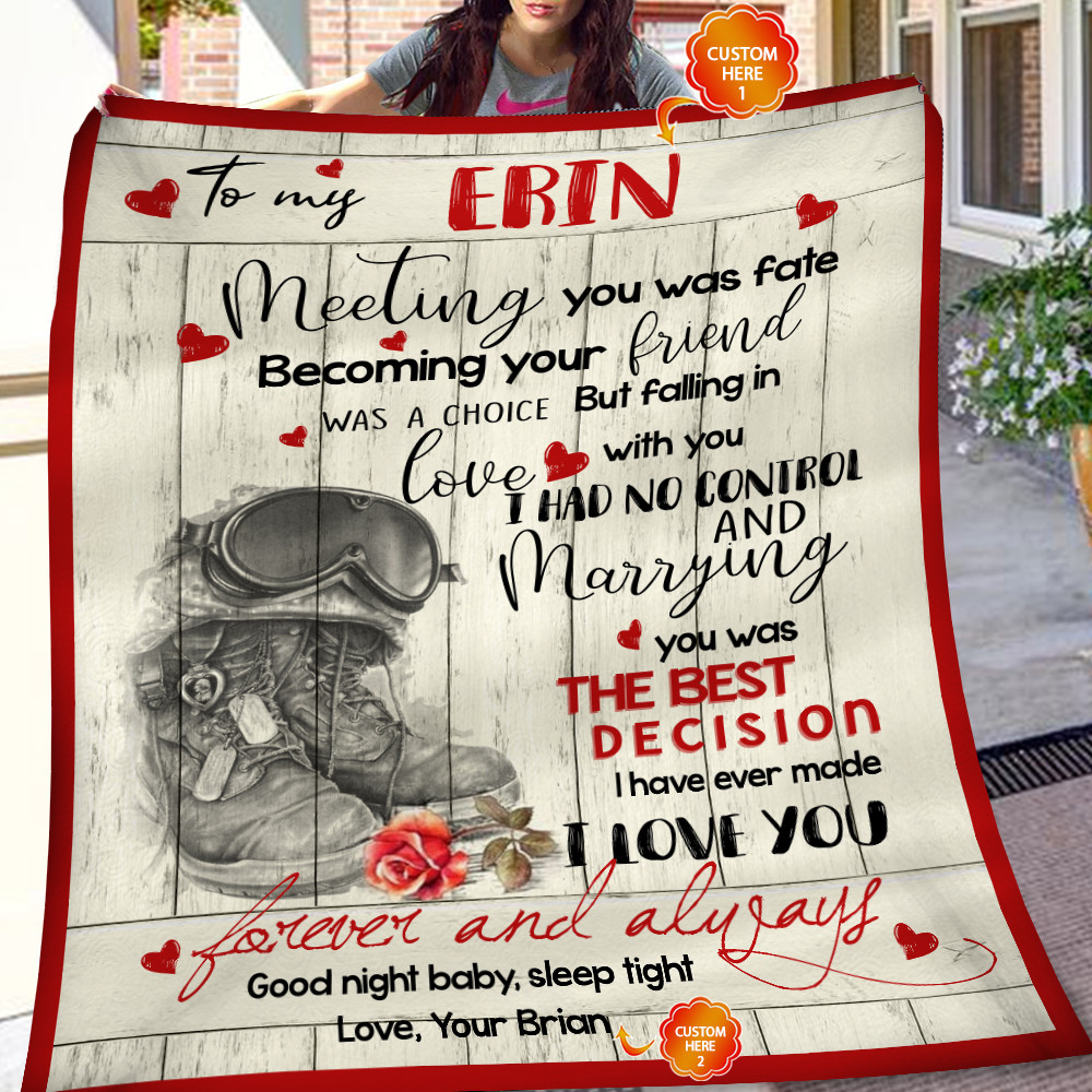Personalized Gift For Wife Marine Fleece Blanket Meeting You Was Fate PAN