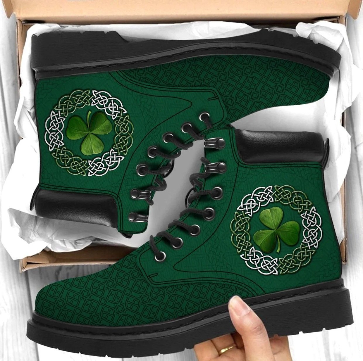 St Saint Patrick's Day Outfit 3D Irish Boots Shoes Clover Shamrock PANCBO0034