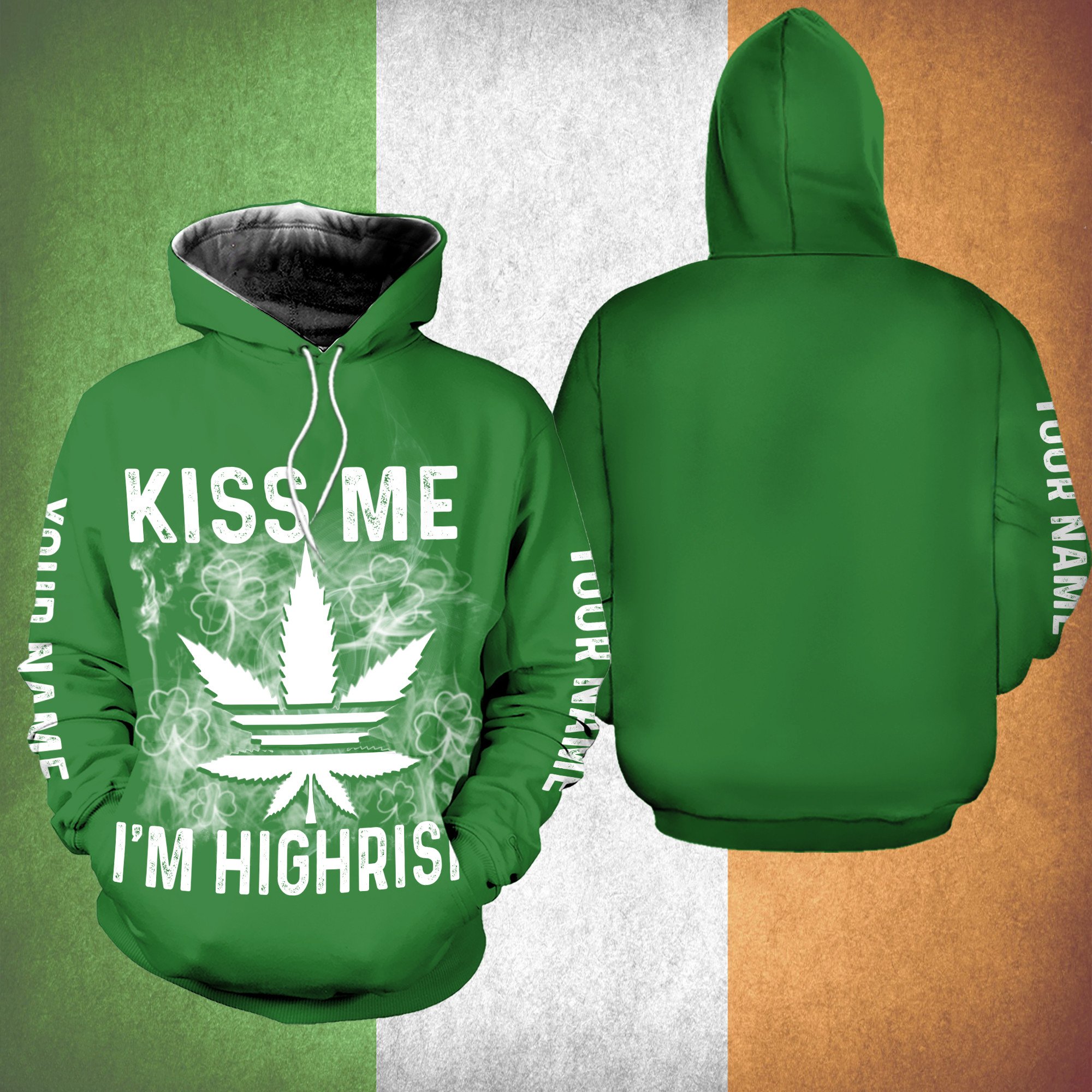 Personalized Funny St Patricks Day Shirts Hoodie Kiss Me I’m Highrish Irish