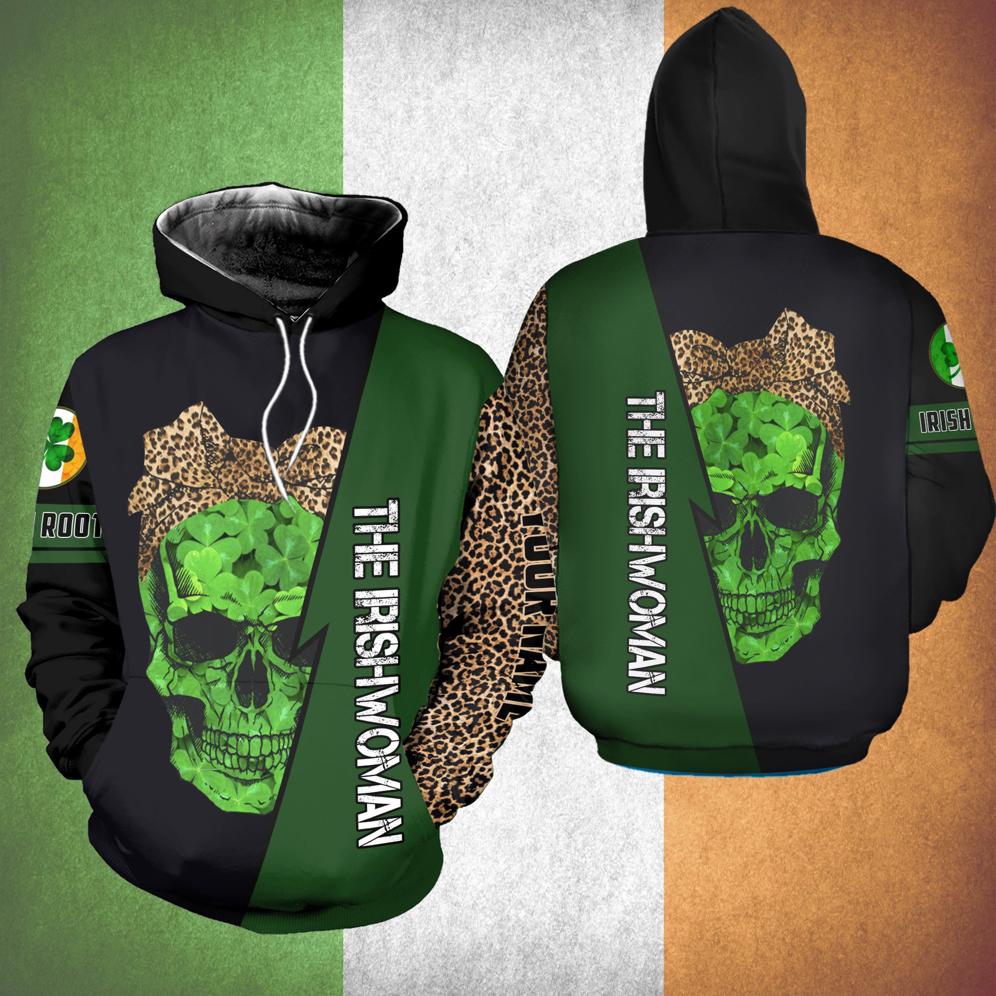 Personalized St Patrick’s Day Shirts Womens Irishwoman Skull Hoodie