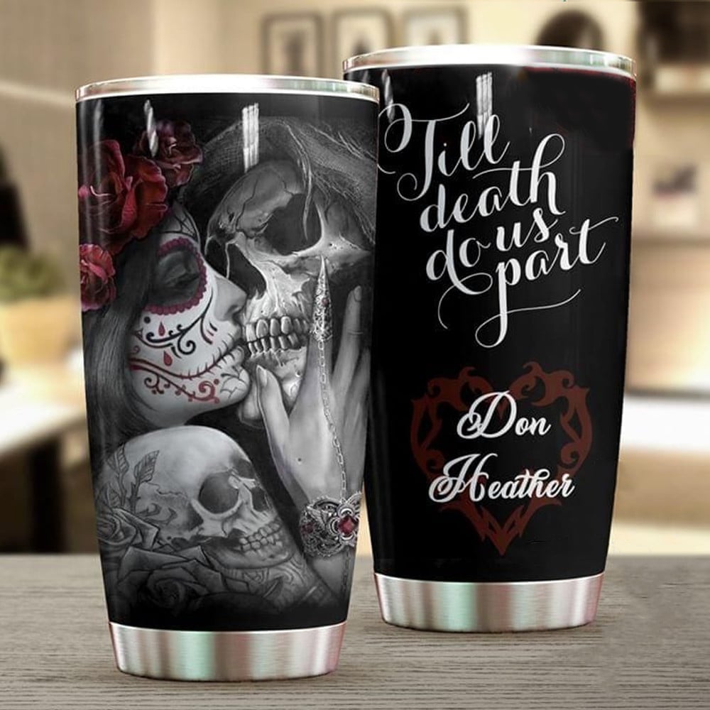 Personalized Skull Couple Tumbler Till Death Do Us Apart