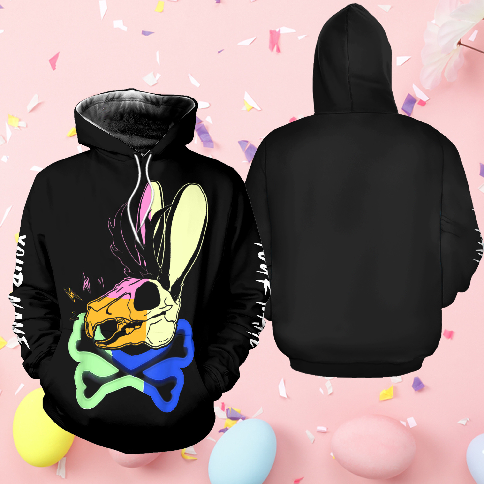 Personalized Easter Crazy Mad Bunny Rabbit Skull Costume Hoodie