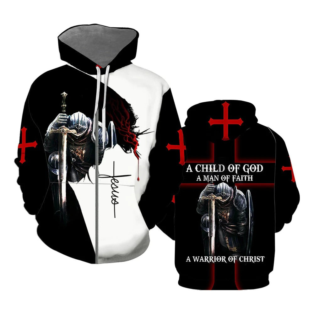 Christian Easter Zip Hoodie A Child Of God A Man Of Faith A Warrior Of Christ