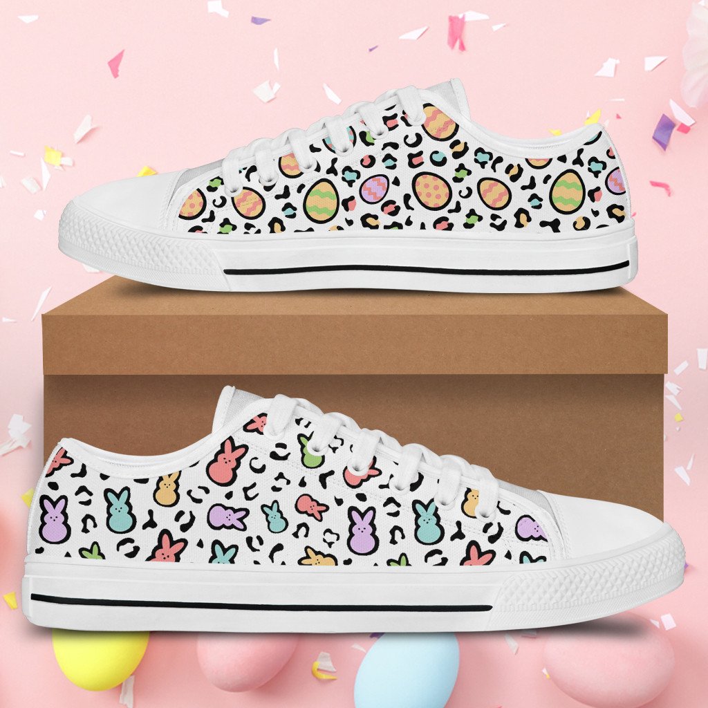 Easter Day Shoes Leopard Bunny Peeps Eggs Low Top