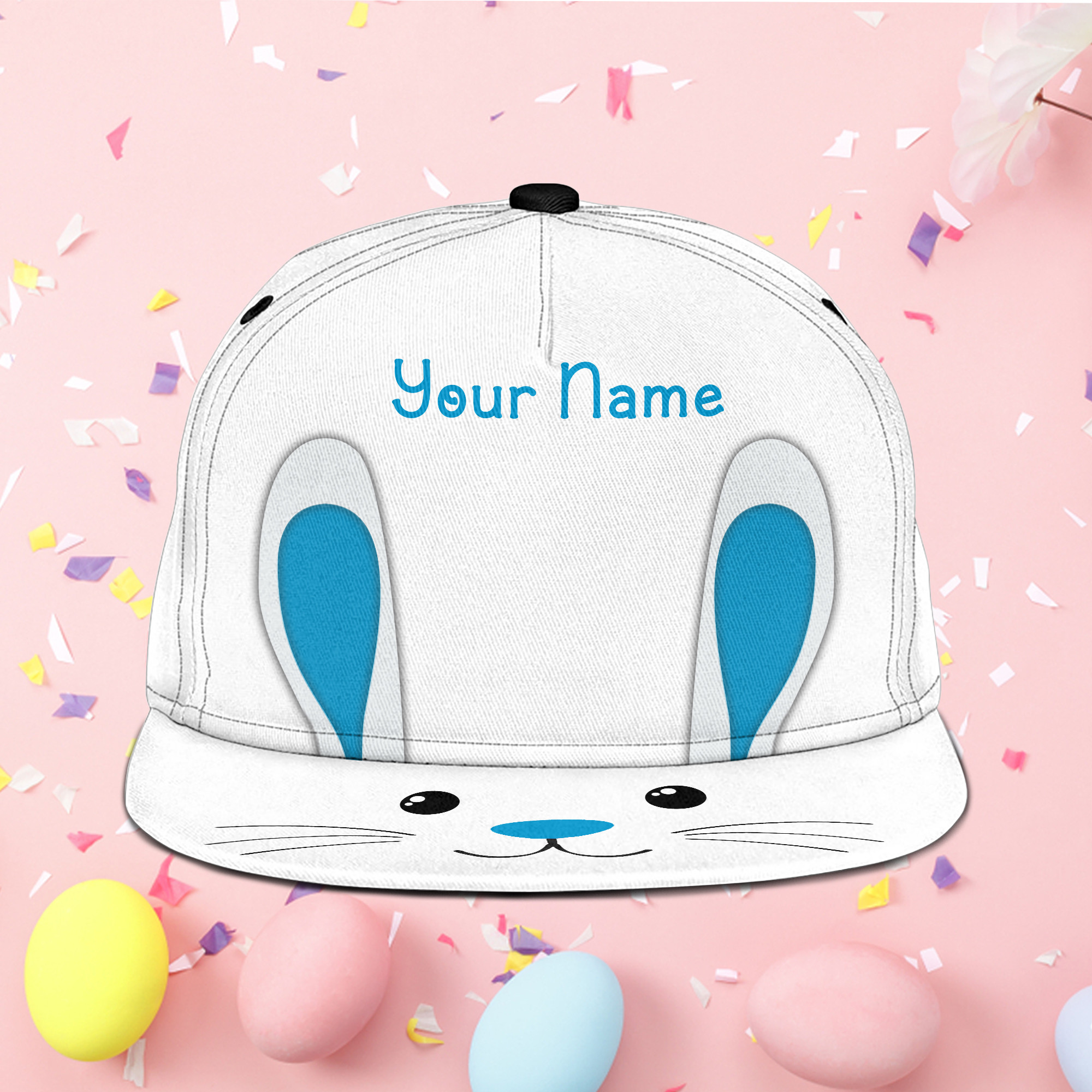 Personalized Happy Easter Day Hat Bunny Baseball Cap Snapback