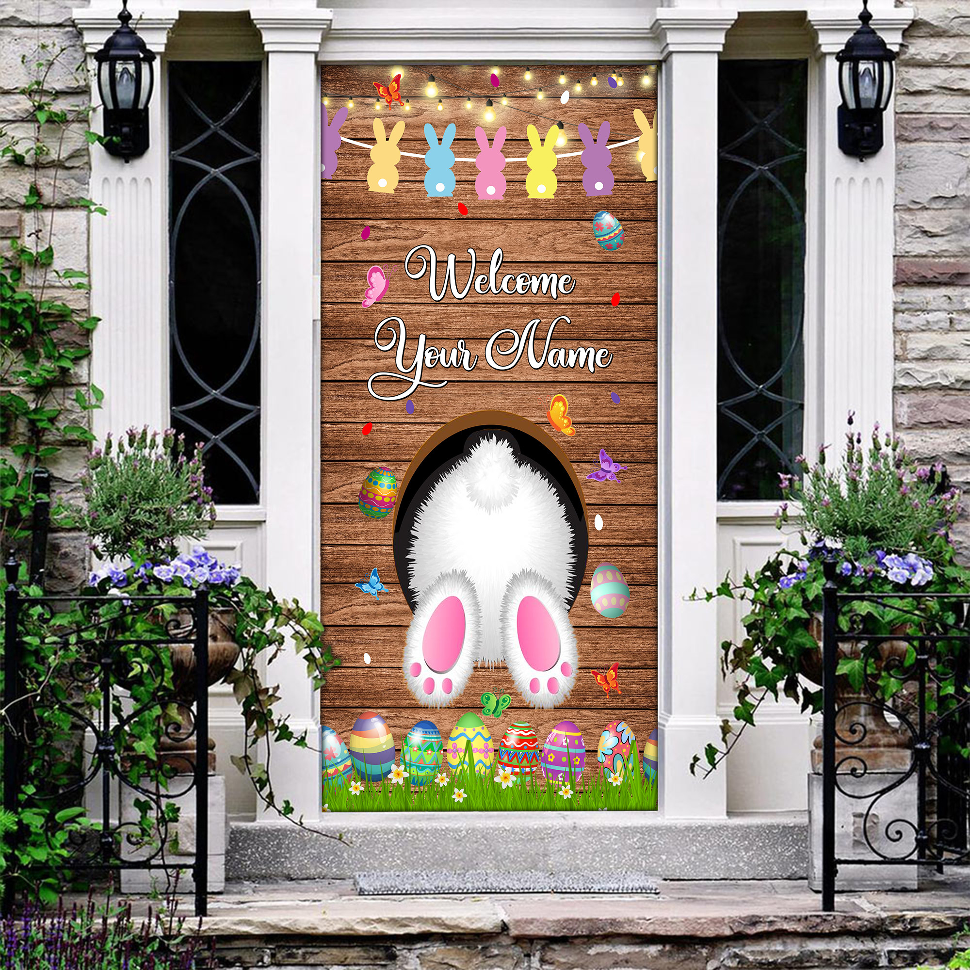 Personalized Easter Bunny Door Cover Decoration Welcome