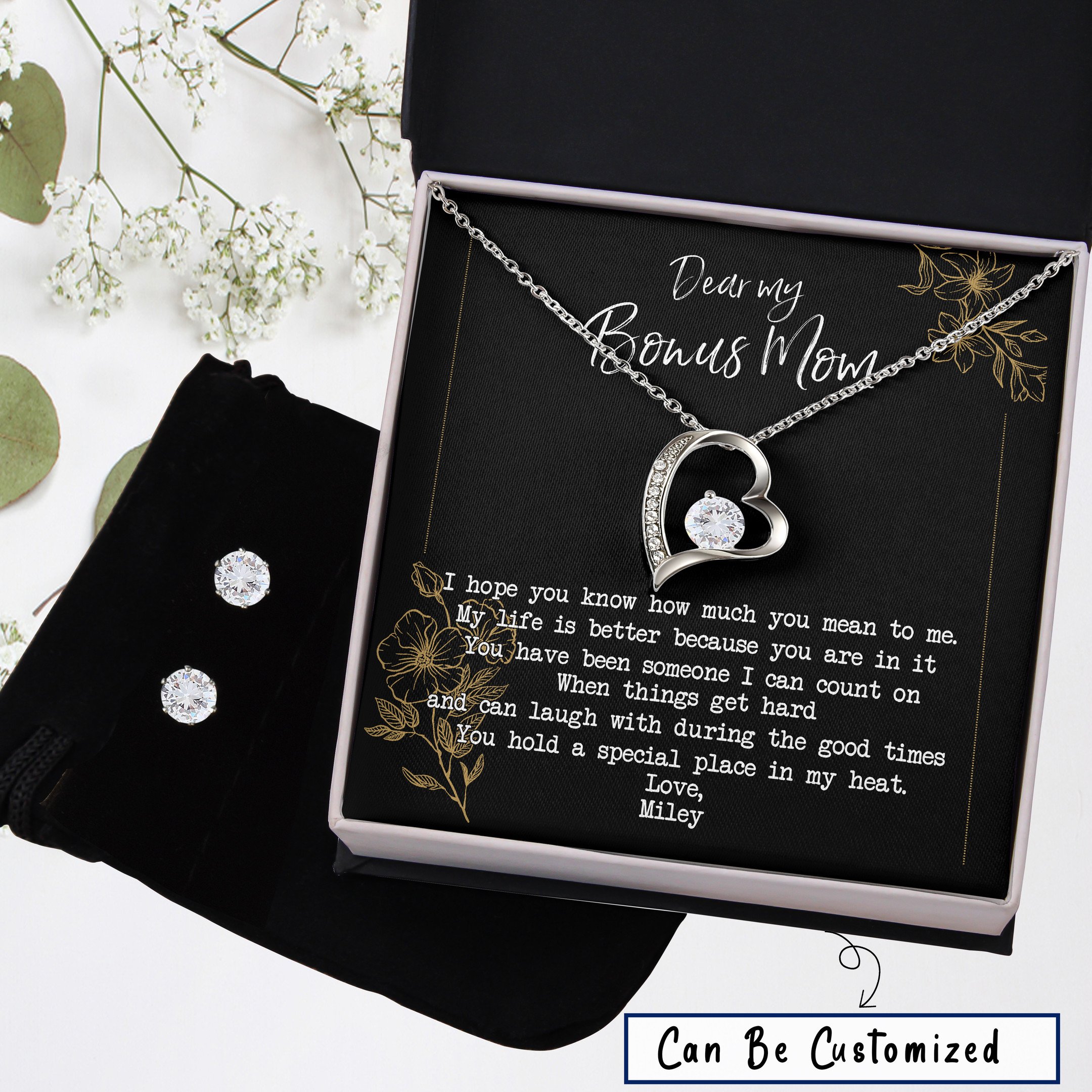 Personalized To My Bonus Mom Necklace Step Mom Mother’s Gift