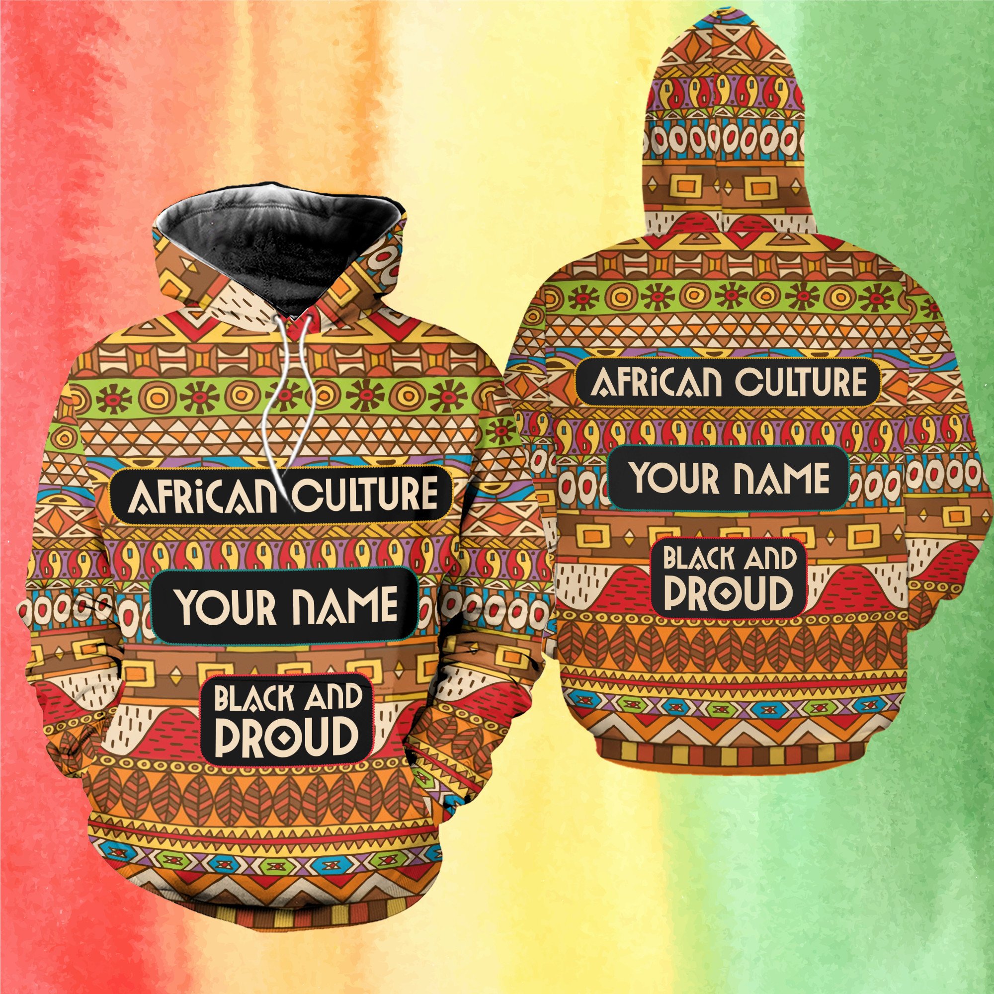 Personalized African Hoodie Tribal Pattern Black Pride Month