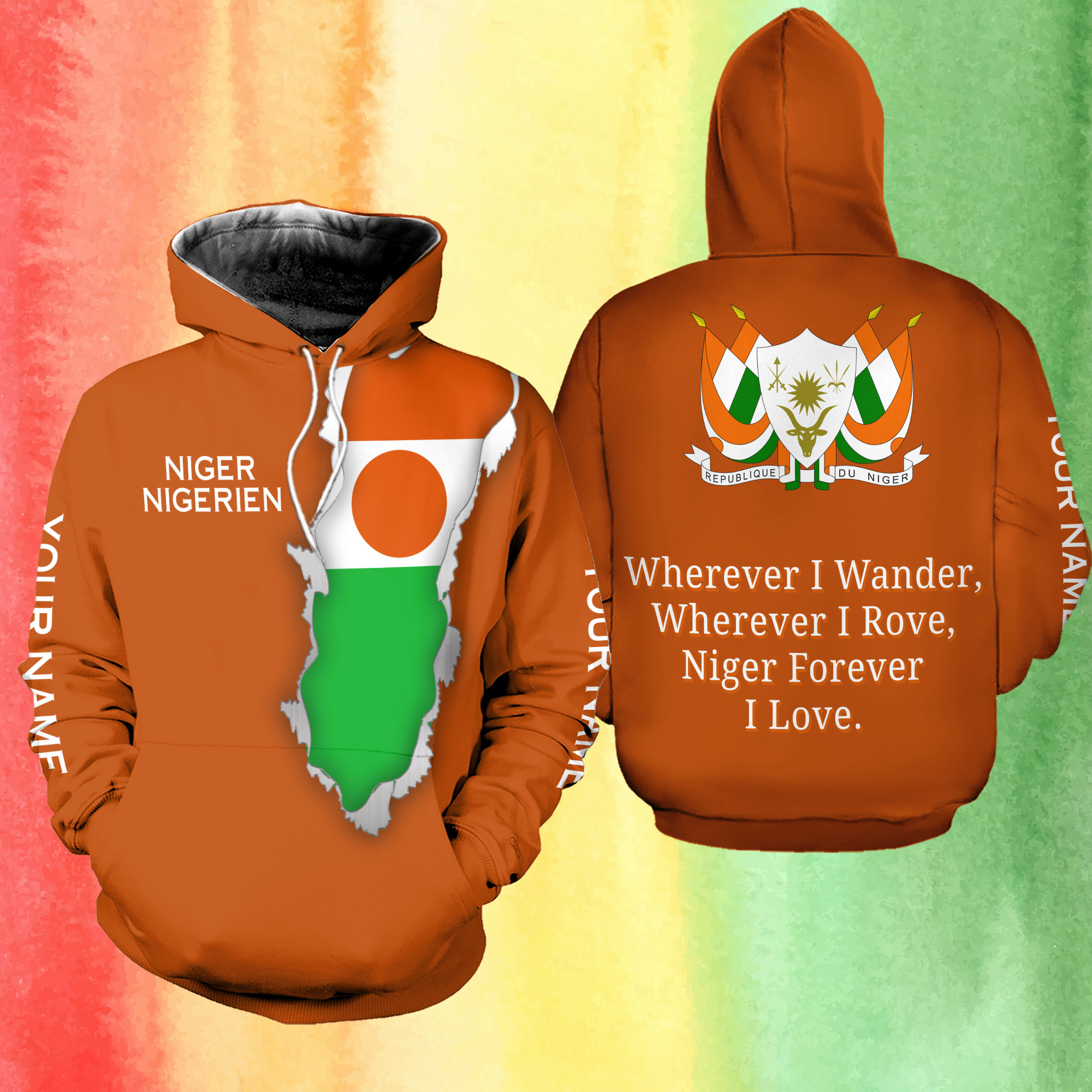 Personalized Africa Niger African Nigerien Outfit 3D Hoodie