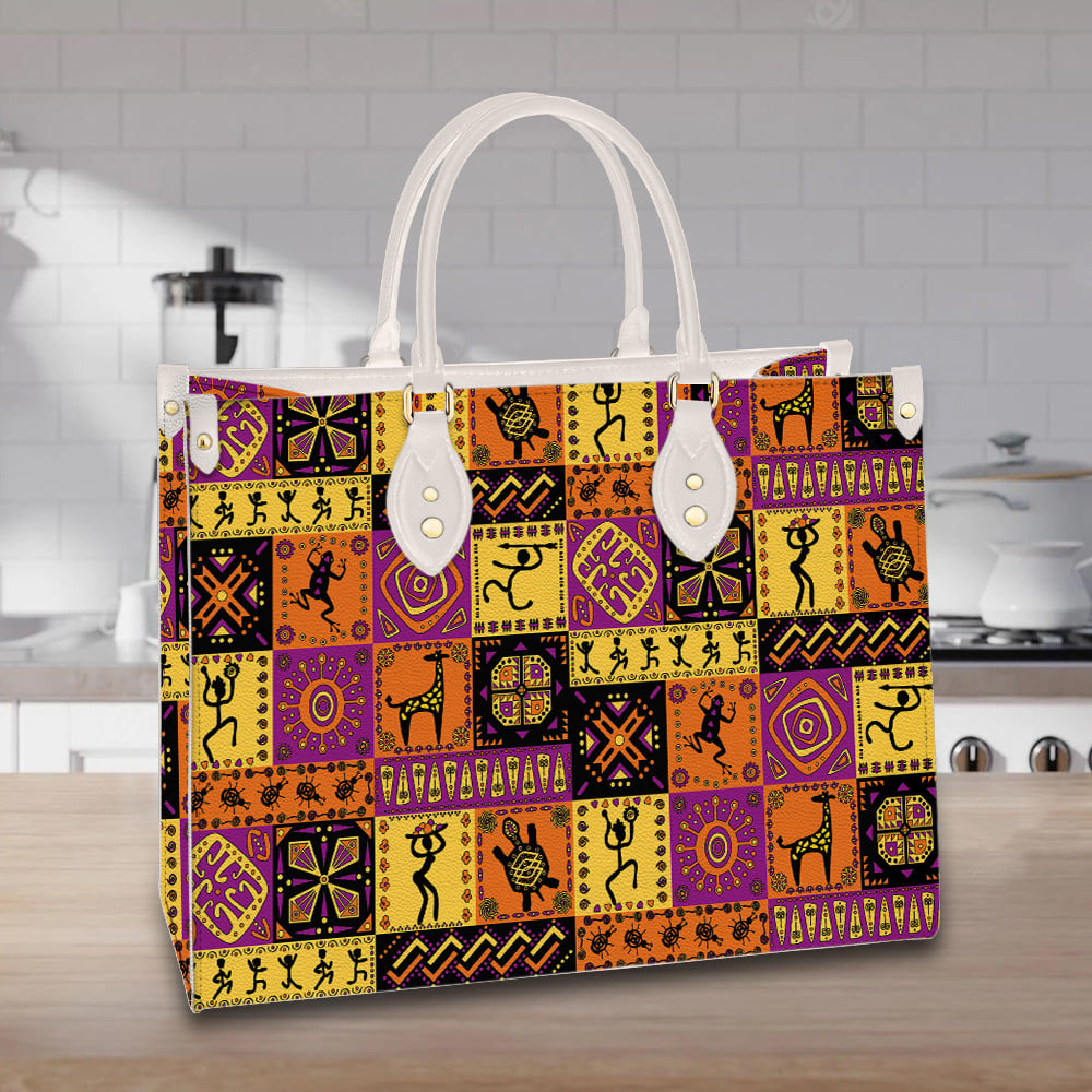 African Handbag Purse Tribal Ethnic Pattern Black Pride