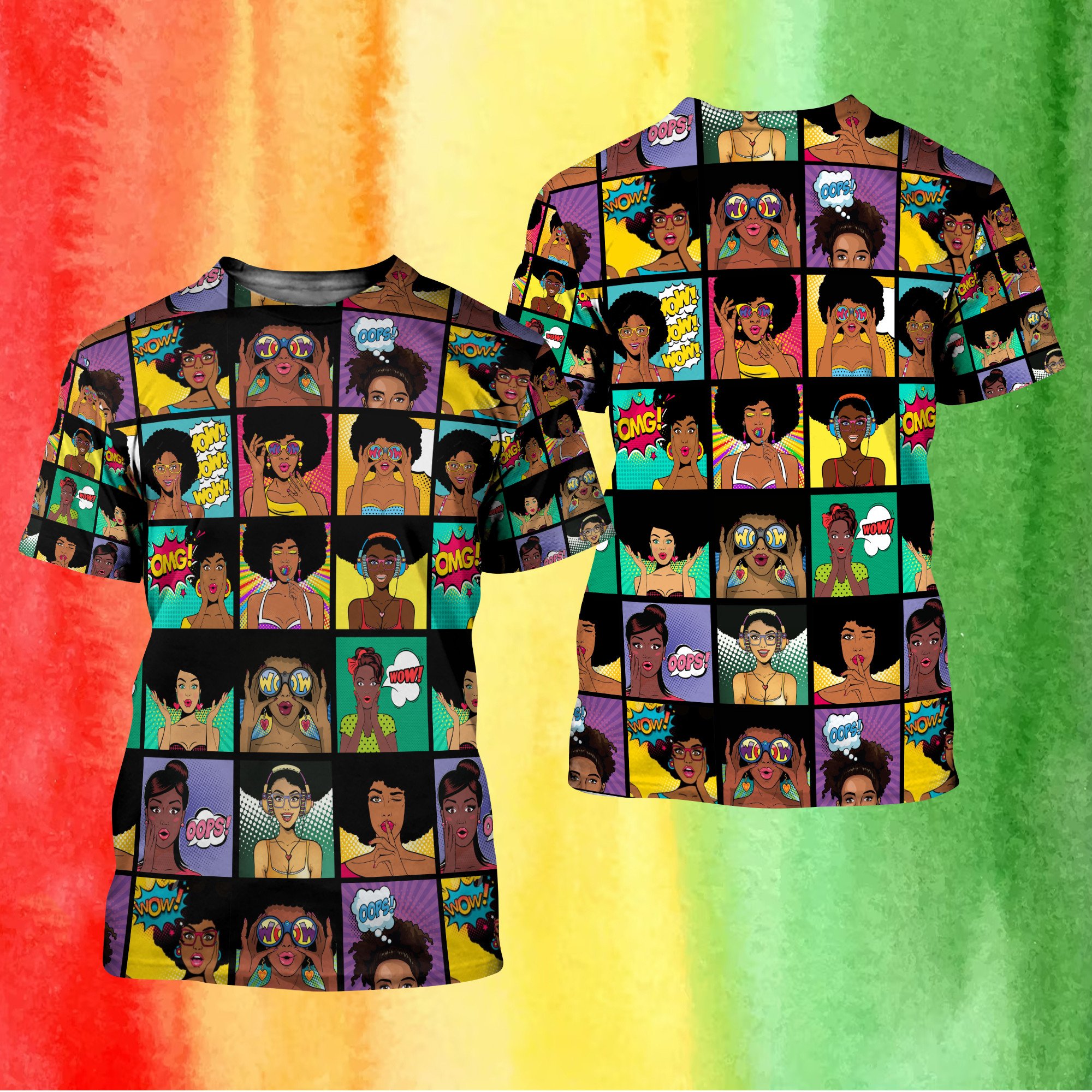 Juneteenth Shirt African Women Black Comic Pop Art 3D T-shirt