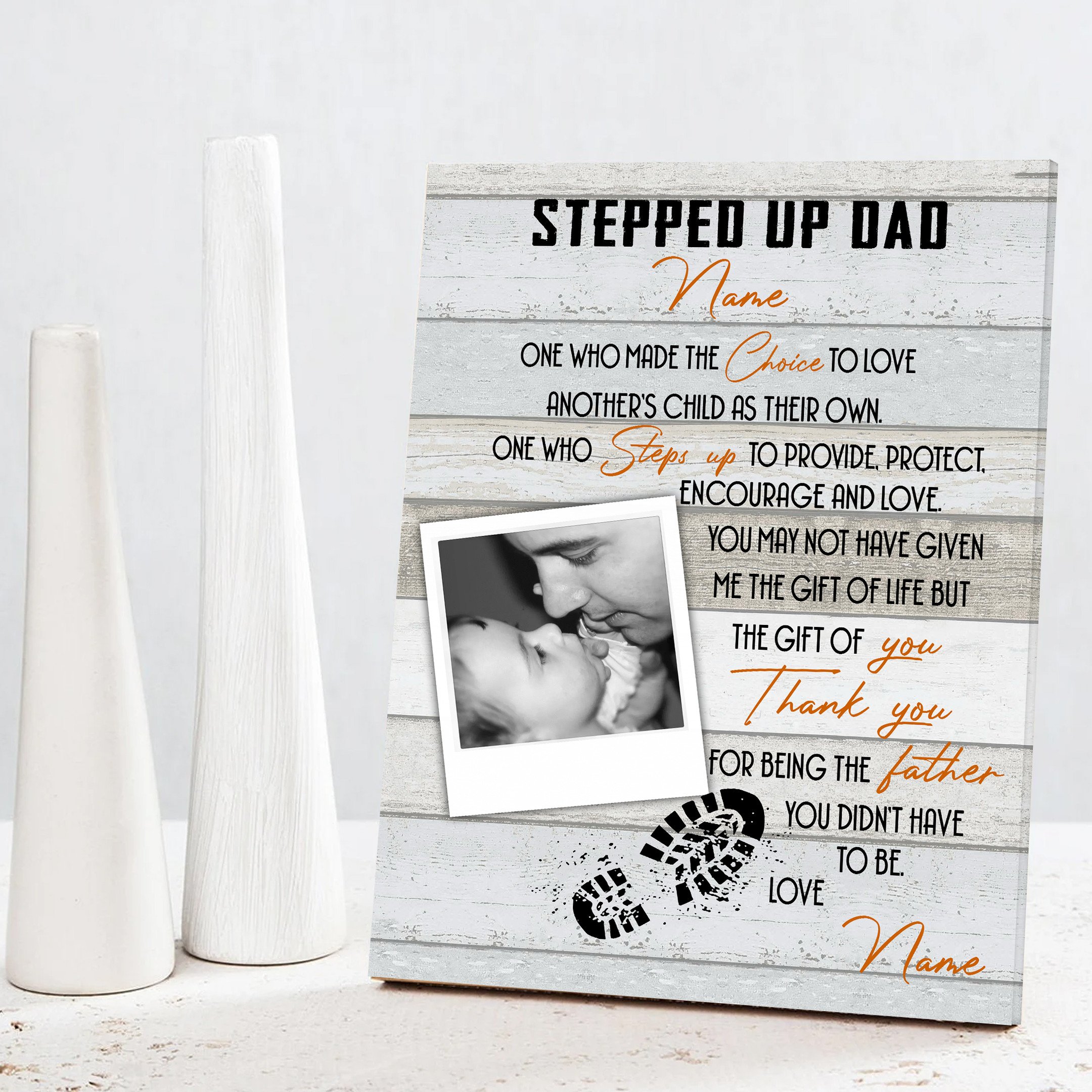 Personalized Gift For Bonus Dad Stepped Up Father Desktop Plaque