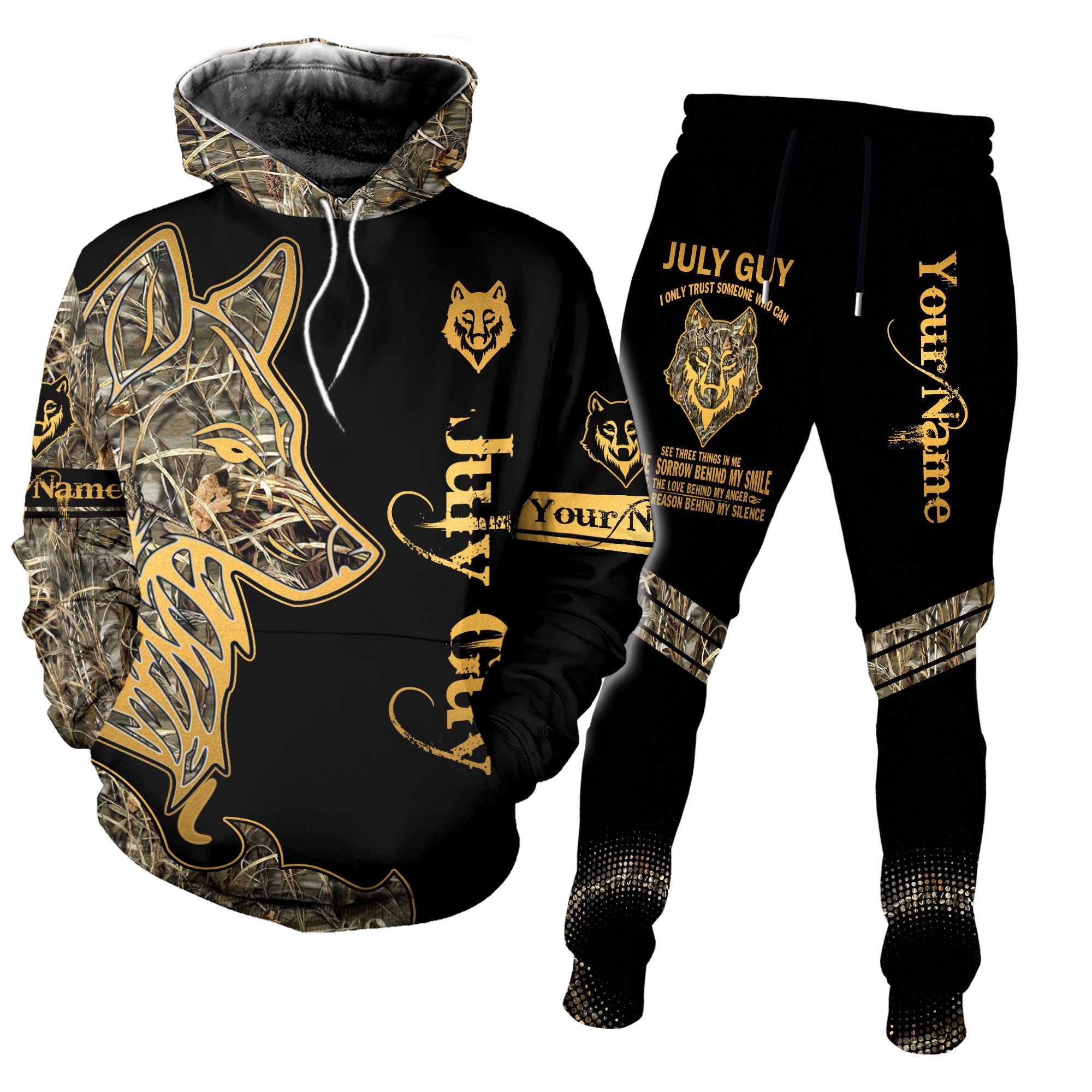July Guy Some One Who Can The Sorrow Behind Smile Wolf Personalized Hoodie And Long Pants Set