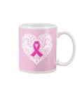 Breast Cancer Awareness Paisley Design Heart Mug