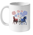 Three Horses With Us Flag Gift For Horse Lovers Mug