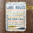 Personalized Boat Lake Rules Wake Up Customized Classic Metal Signs