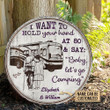 Personalized Camping Sketch Class A Hold Your Hand Customized Wood Circle Sign