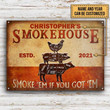 Personalized Grilling Vintage Smoke House Customized Classic Metal Signs
