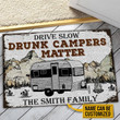 Personalized Camping Drunk Camper Matter Customized Doormat