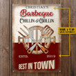 Personalized BBQ Grilling Best In Town Customized Classic Metal Signs
