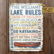Personalized Kayak Lake Rules Wake Up Customized Classic Metal Signs