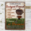 Personalized Grilling Backyard Forecast Warm Cozy Customized Classic Metal Signs