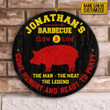Personalized Grilling The Man The Meat The Legend Customized Wood Circle Sign