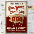 Personalized Grilling Backyard Dad's Famous BBQ Customized Classic Metal Signs