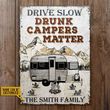 Personalized Camping Drunk Camper Customized Classic Metal Signs